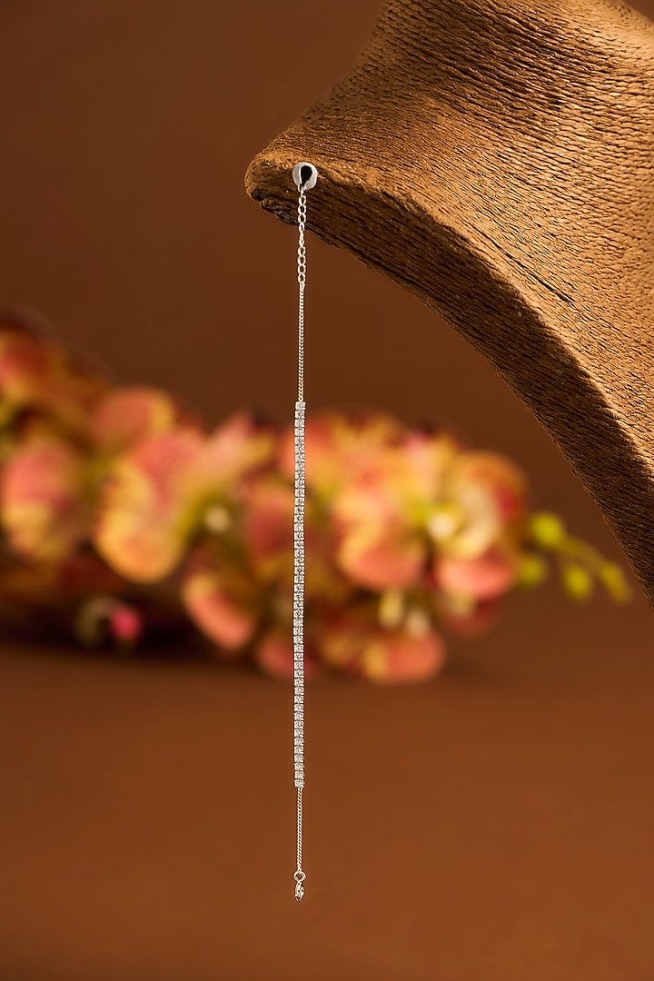 White Gold Finish Eurostar Zircon Bracelet In Sterling Silver by STELLA CREATIONS at Pernia's Pop Up Shop