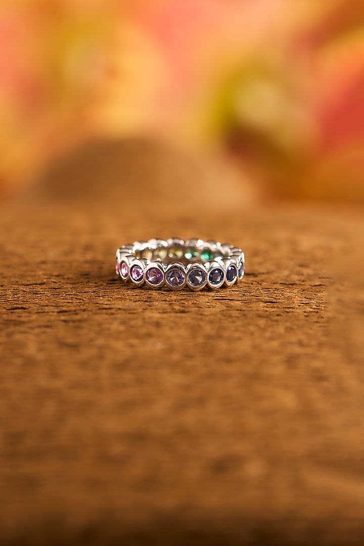 White Gold Finish Eurostar Zircon & Glass-Filled Ruby Ring In Sterling Silver by STELLA CREATIONS at Pernia's Pop Up Shop