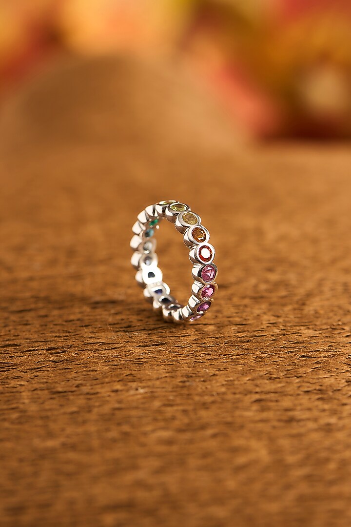 White Gold Finish Eurostar Zircon & Glass-Filled Ruby Ring In Sterling Silver by STELLA CREATIONS at Pernia's Pop Up Shop