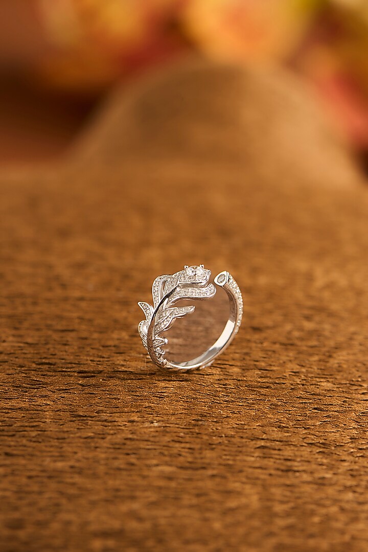 White Gold Finish Eurostar Zircon Ring In Sterling Silver by STELLA CREATIONS at Pernia's Pop Up Shop