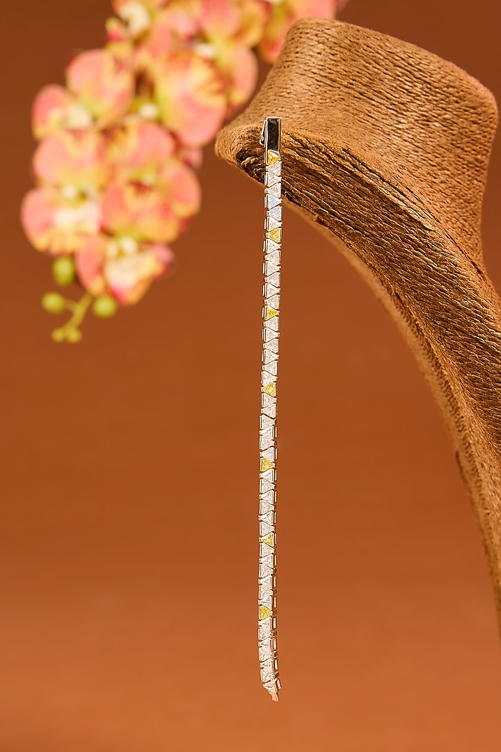 White Gold Finish Eurostar Zircon & Sapphire Bracelet In Sterling Silver by STELLA CREATIONS at Pernia's Pop Up Shop