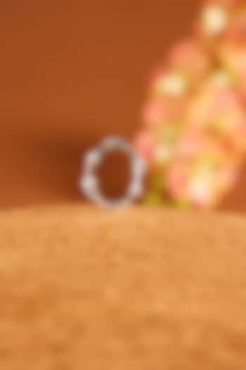 White Finish Eurostar Zircon Ring In Sterling Silver by STELLA CREATIONS at Pernia's Pop Up Shop