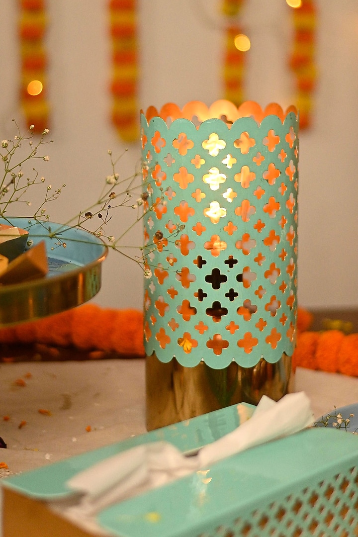 Mint & Gold Metal Lamp by Steelpodz at Pernia's Pop Up Shop