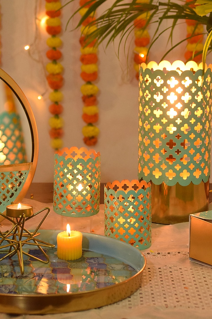 Mint & Gold Metal Lamp by Steelpodz at Pernia's Pop Up Shop