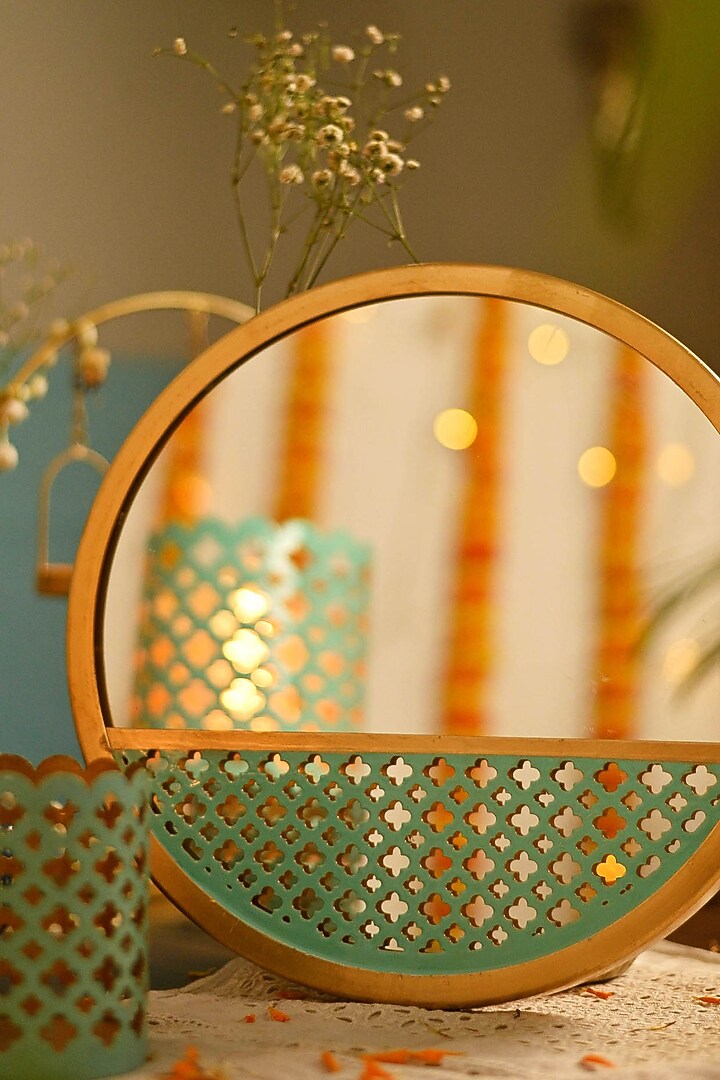 Mint & Gold Mirror by Steelpodz at Pernia's Pop Up Shop