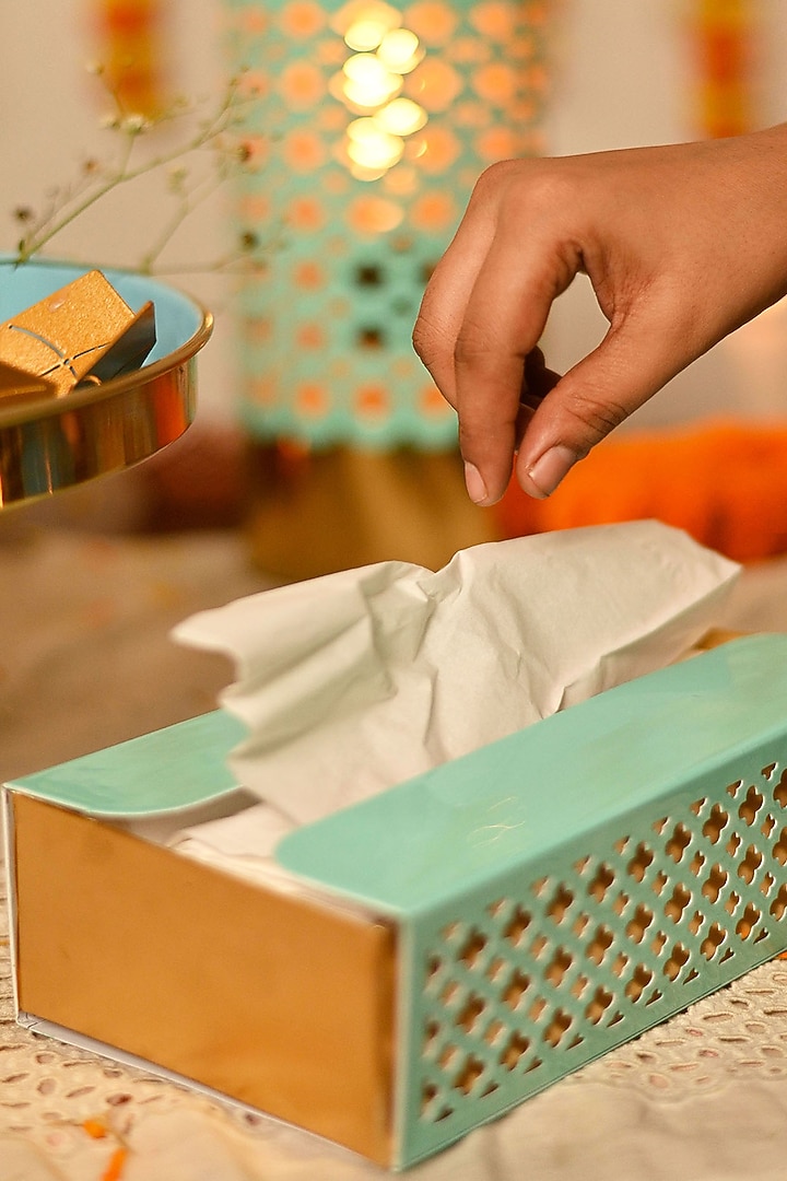 Mint Metal Tissue Box by Steelpodz at Pernia's Pop Up Shop