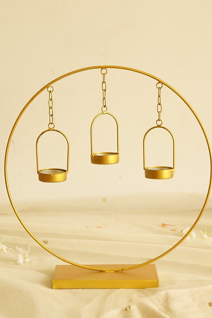 Gold Metal Decorative Tealight Holder by Steelpodz at Pernia's Pop Up Shop
