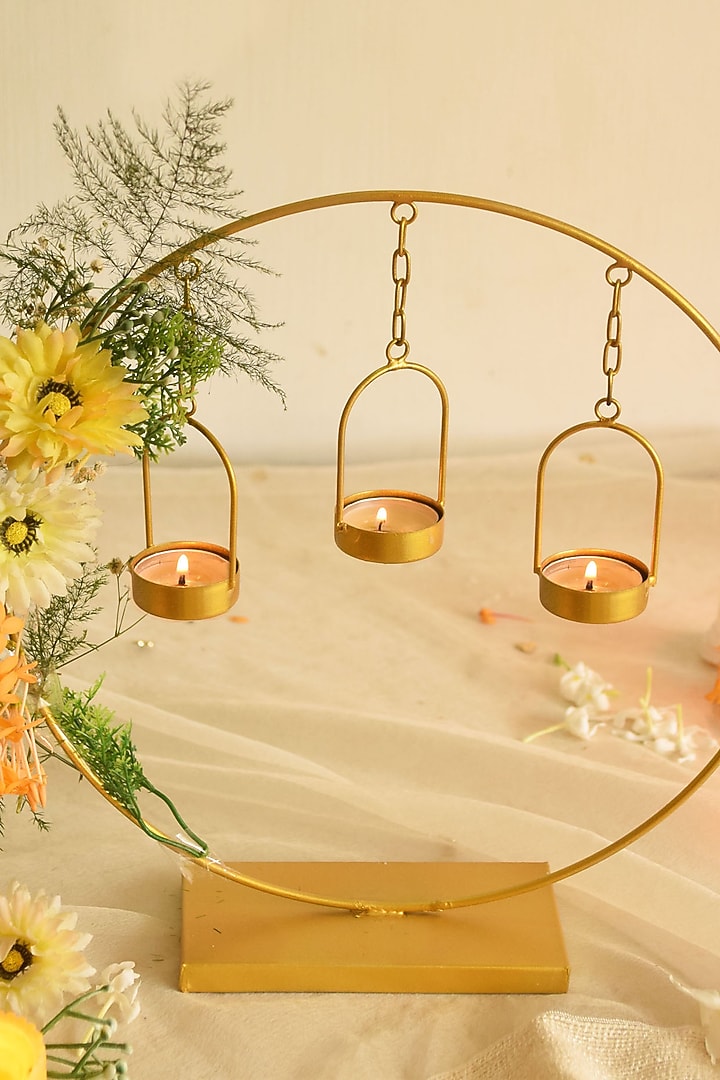 Gold Metal Decorative Tealight Holder by Steelpodz at Pernia's Pop Up Shop