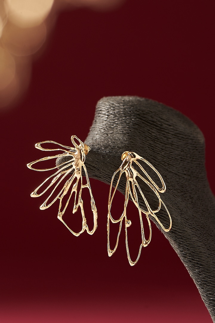 Gold Finish Handcrafted Dangler Earrings by Studio Metallurgy at Pernia's Pop Up Shop