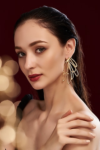 Gold Finish Handcrafted Dangler Earrings by Studio Metallurgy