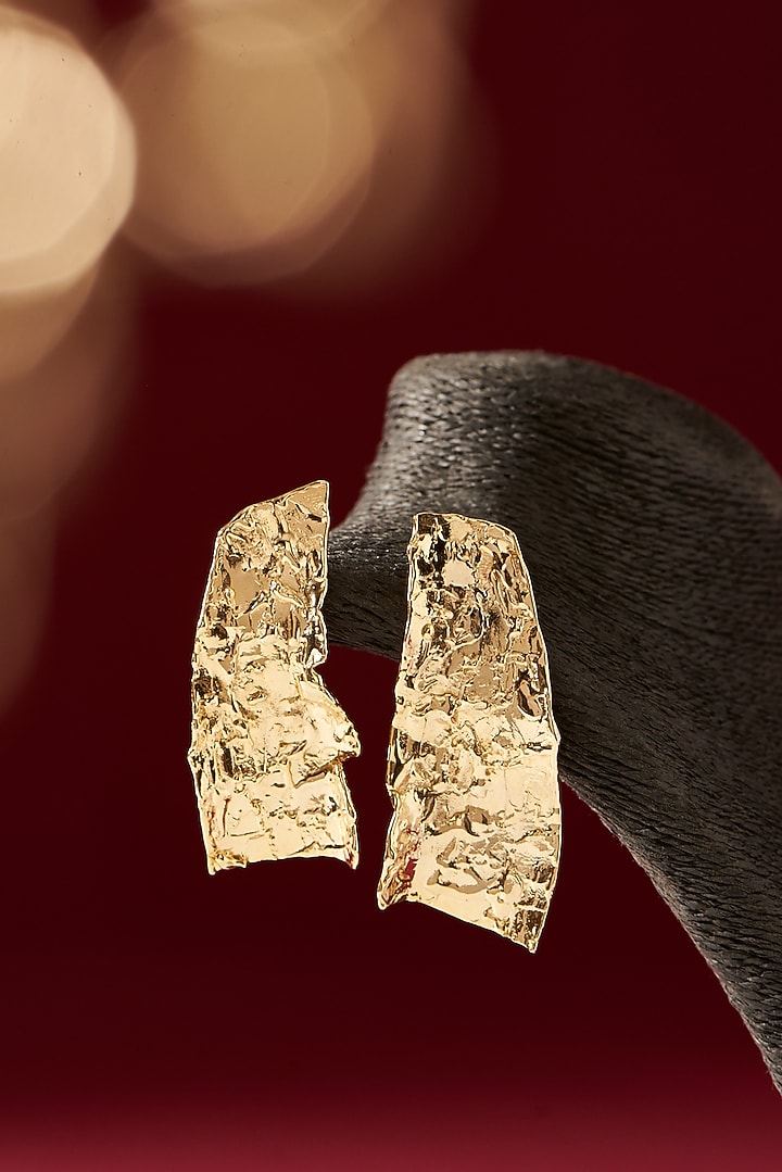 Gold Finish Handcrafted Dangler Earrings by Studio Metallurgy at Pernia's Pop Up Shop