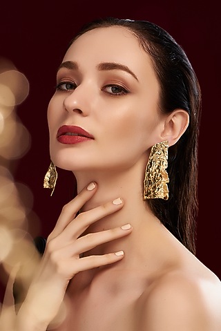 Gold Finish Handcrafted Dangler Earrings by Studio Metallurgy