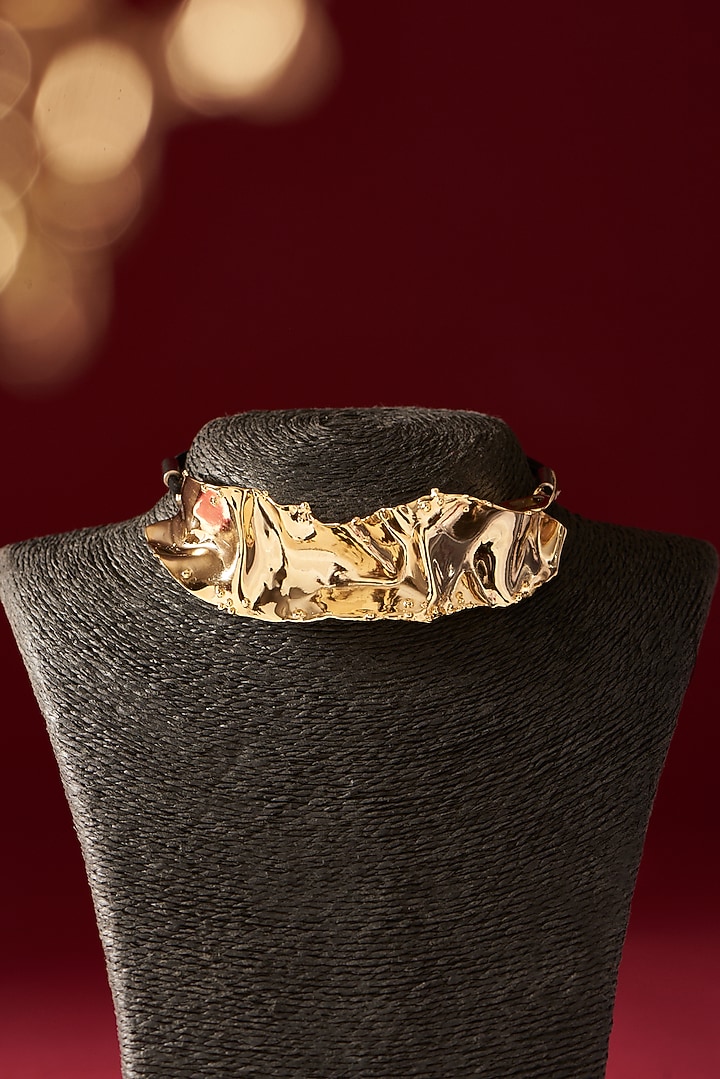 Gold Finish Handcrafted Choker Necklace by Studio Metallurgy at Pernia's Pop Up Shop