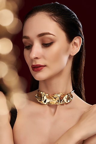 Gold Finish Handcrafted Choker Necklace by Studio Metallurgy