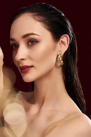 Gold Finish Handcrafted Stud Earrings by Studio Metallurgy