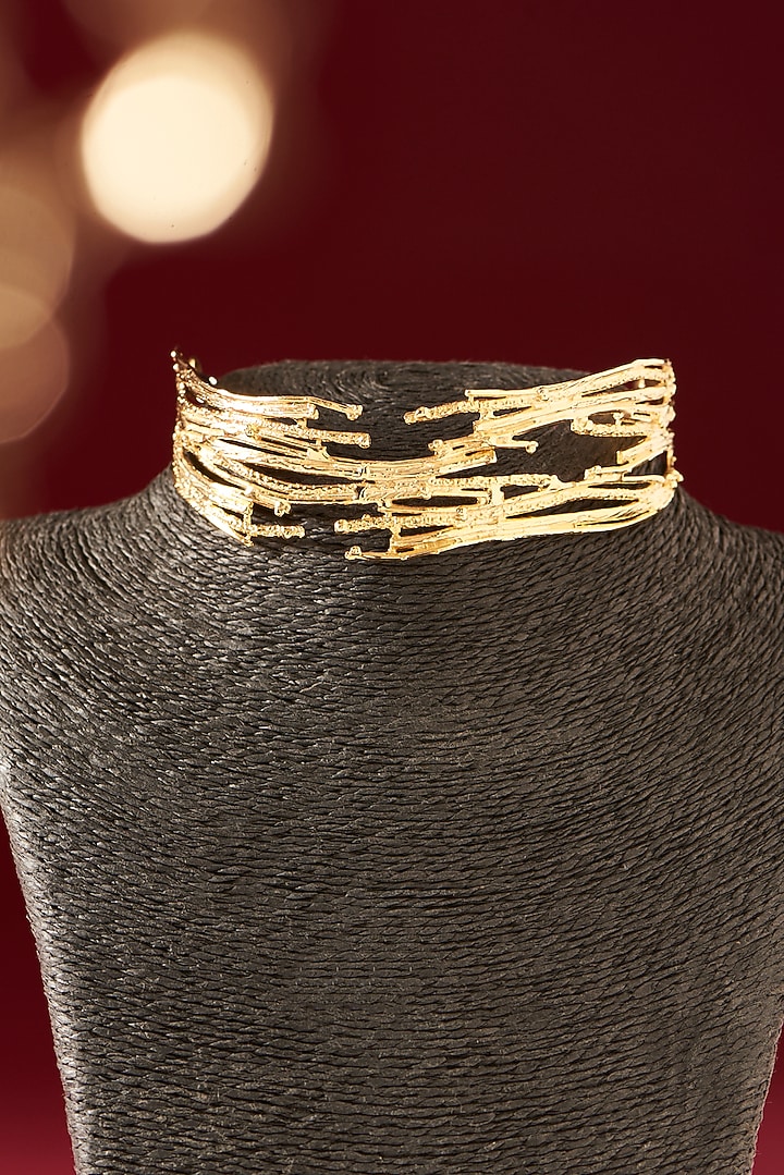 Gold Finish Handcrafted Choker Necklace by Studio Metallurgy at Pernia's Pop Up Shop
