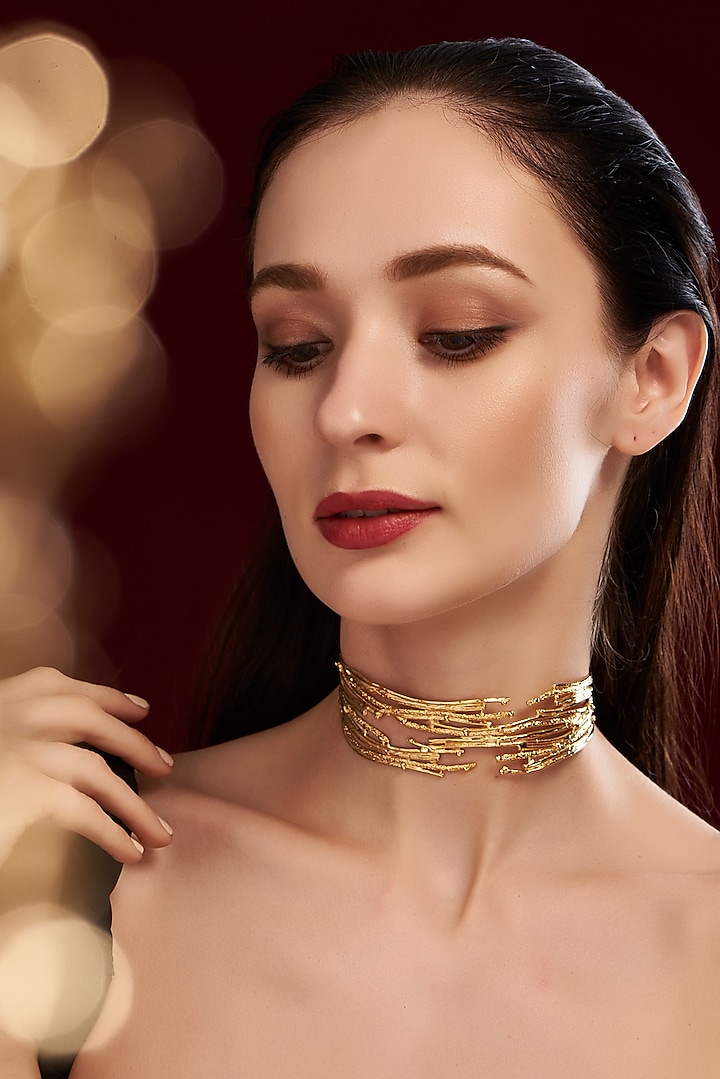Gold Finish Handcrafted Choker Necklace by Studio Metallurgy