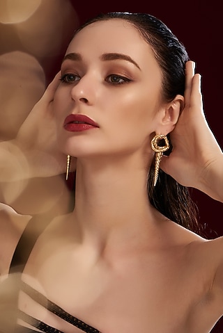 Gold Finish Handcrafted Dangler Earrings by Studio Metallurgy