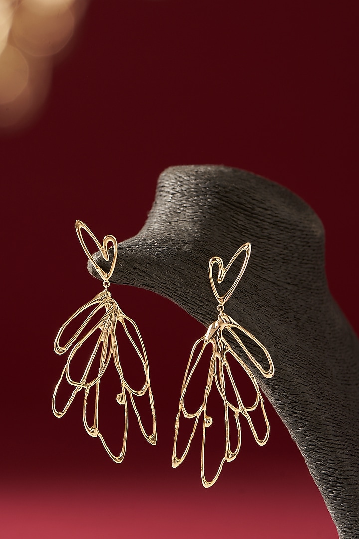 Gold Finish Handcrafted Dangler Earrings by Studio Metallurgy at Pernia's Pop Up Shop