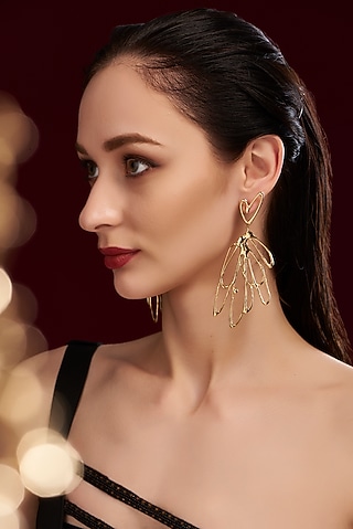 Gold Finish Handcrafted Dangler Earrings by Studio Metallurgy