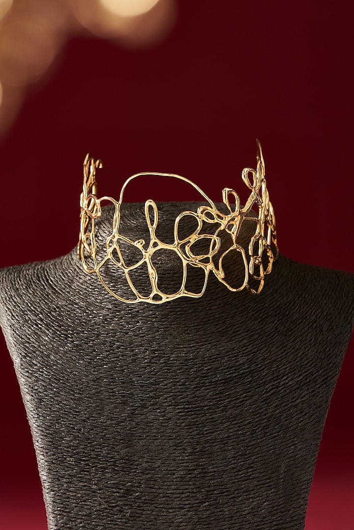 Gold Finish Handcrafted Choker Necklace by Studio Metallurgy at Pernia's Pop Up Shop