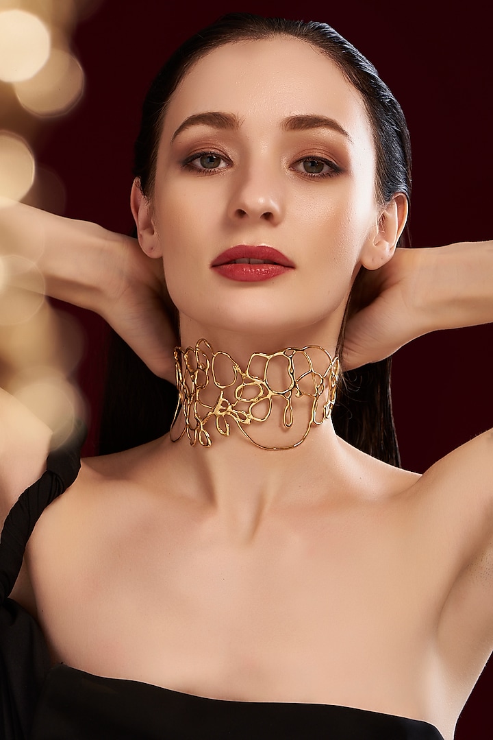 Gold Finish Handcrafted Choker Necklace by Studio Metallurgy