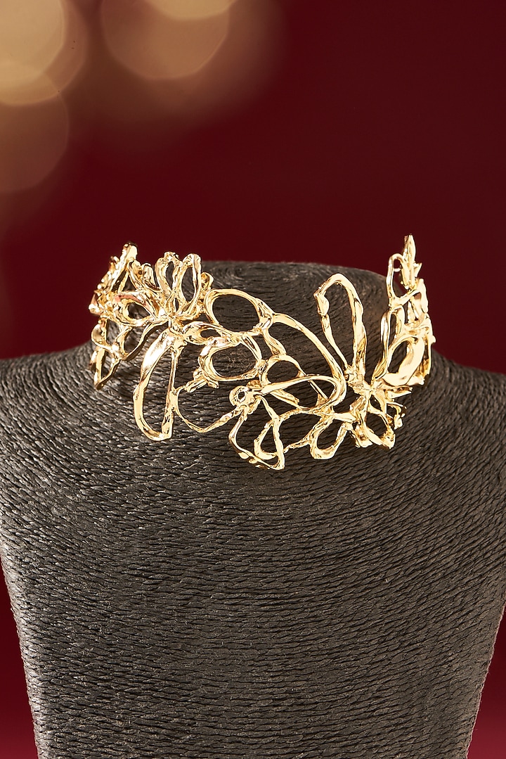 Gold Finish Handcrafted Choker Necklace by Studio Metallurgy at Pernia's Pop Up Shop