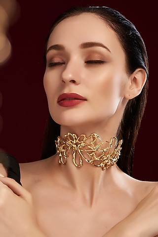 Gold Finish Handcrafted Choker Necklace by Studio Metallurgy
