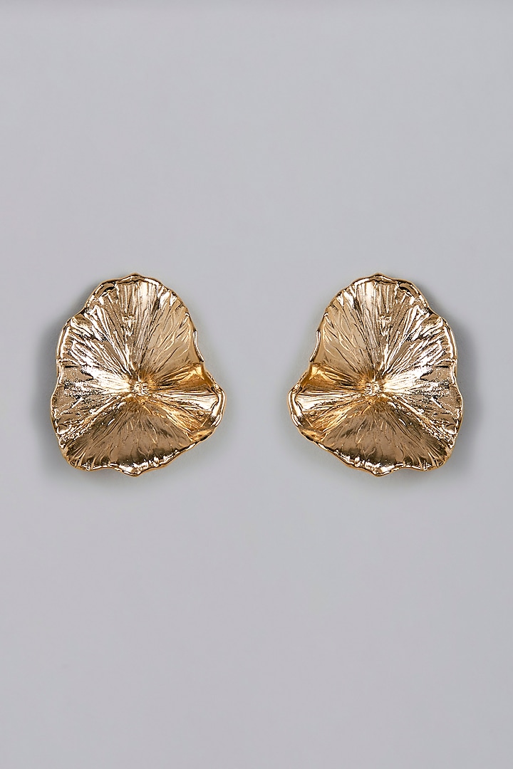 Gold Finish Floral Earrings by Studio Metallurgy