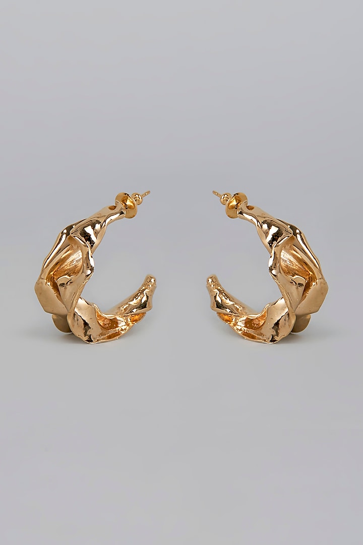 Gold Finish Handcrafted Hoop Earrings by Studio Metallurgy