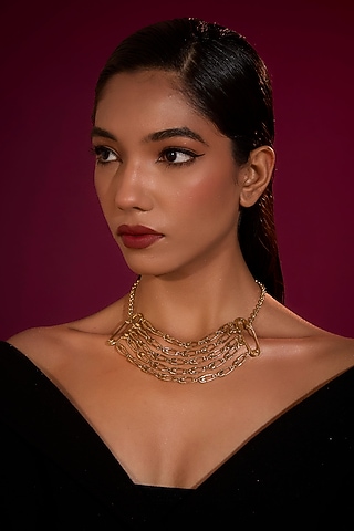 Gold Finish Brass Necklace by Studio Metallurgy