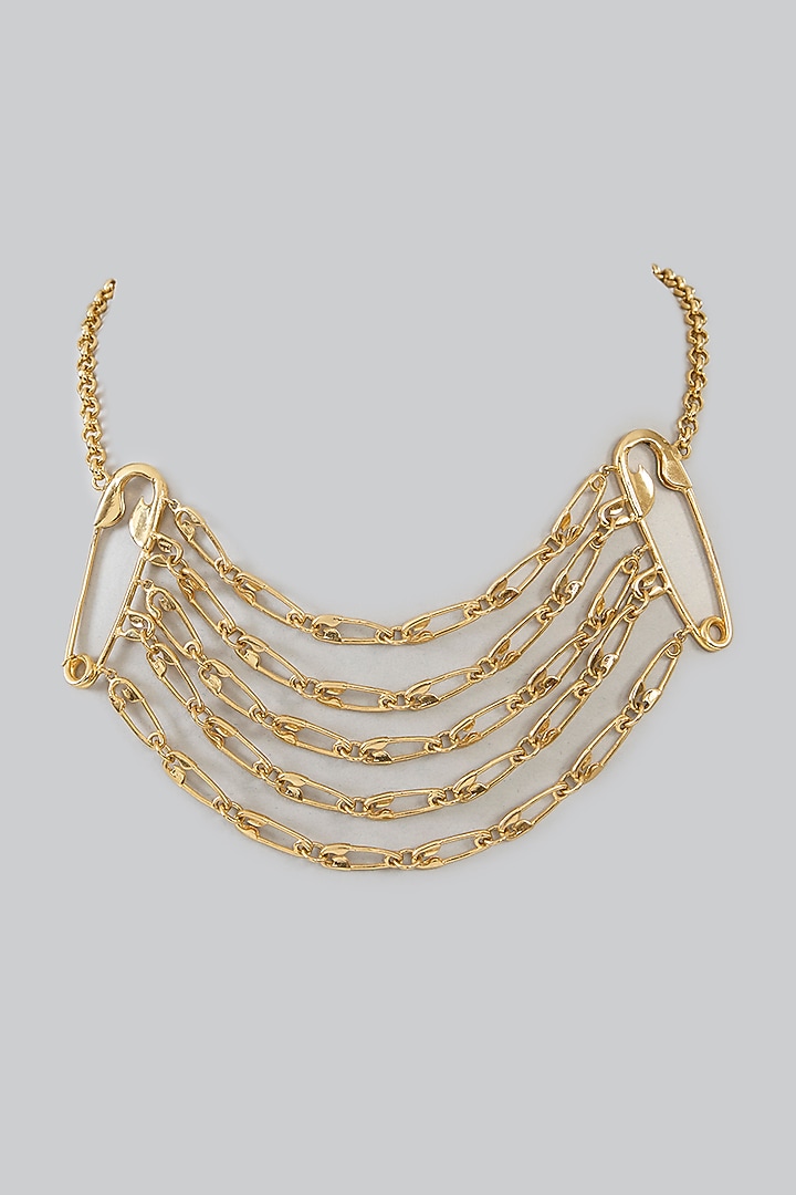Gold Finish Brass Necklace by Studio Metallurgy at Pernia's Pop Up Shop