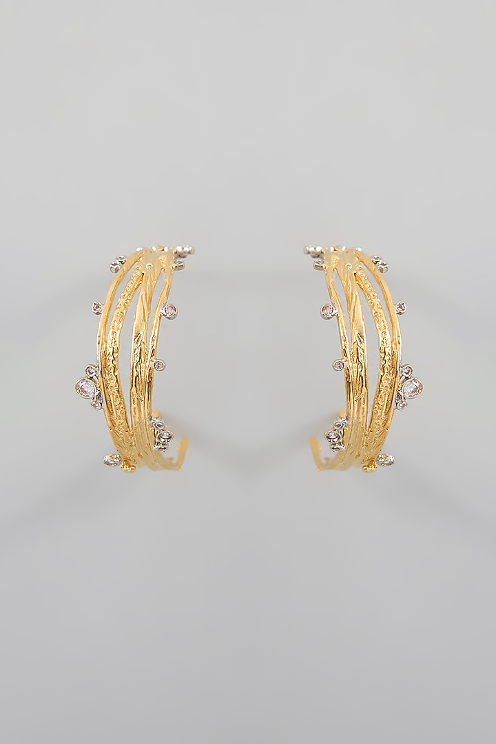 Gold Finish Brass Earrings by Studio Metallurgy at Pernia's Pop Up Shop