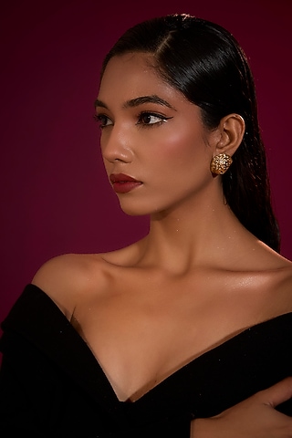 Gold Finish Brass Earrings by Studio Metallurgy