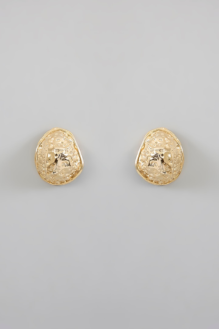 Gold Finish Brass Earrings by Studio Metallurgy at Pernia's Pop Up Shop