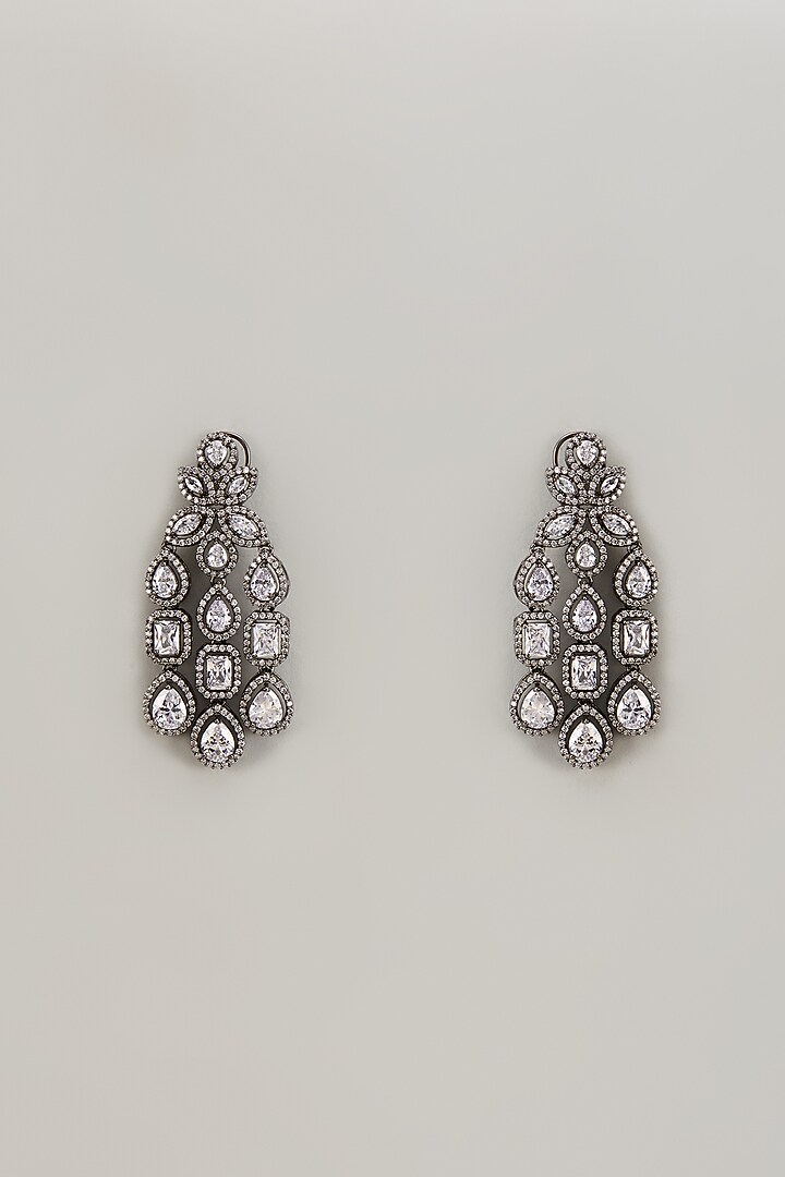 White Finish Zircon Chandelier Earrings by Studio6 Jewels at Pernia's Pop Up Shop