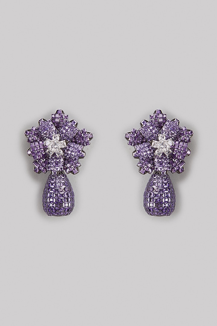 White Finish Unique Cut Yellow Zircon Dangler Earrings by Studio6 Jewels at Pernia's Pop Up Shop