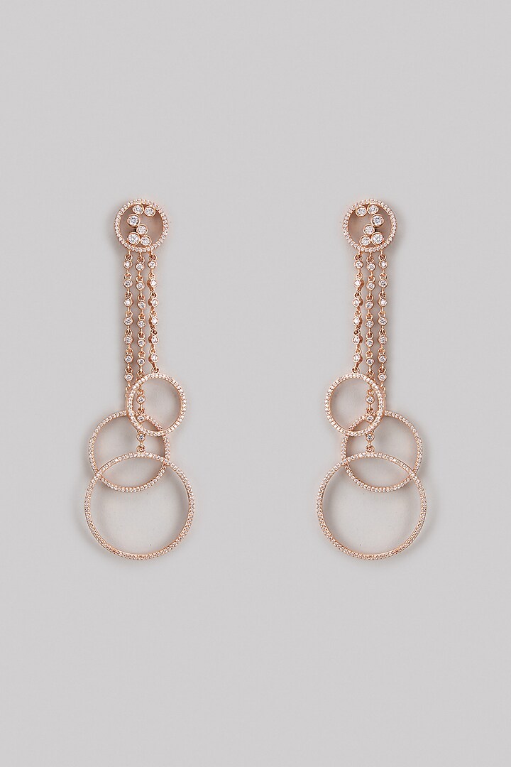 Rose Gold Finish Zircon Dangler Earrings by Studio6 Jewels at Pernia's Pop Up Shop