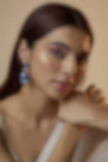 White Finish Purple Crystal & Zircon Dangler Earrings by Studio6 Jewels at Pernia's Pop Up Shop