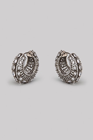 Black Rhodium Finish Zircon Hoop Earrings by Studio6 Jewels