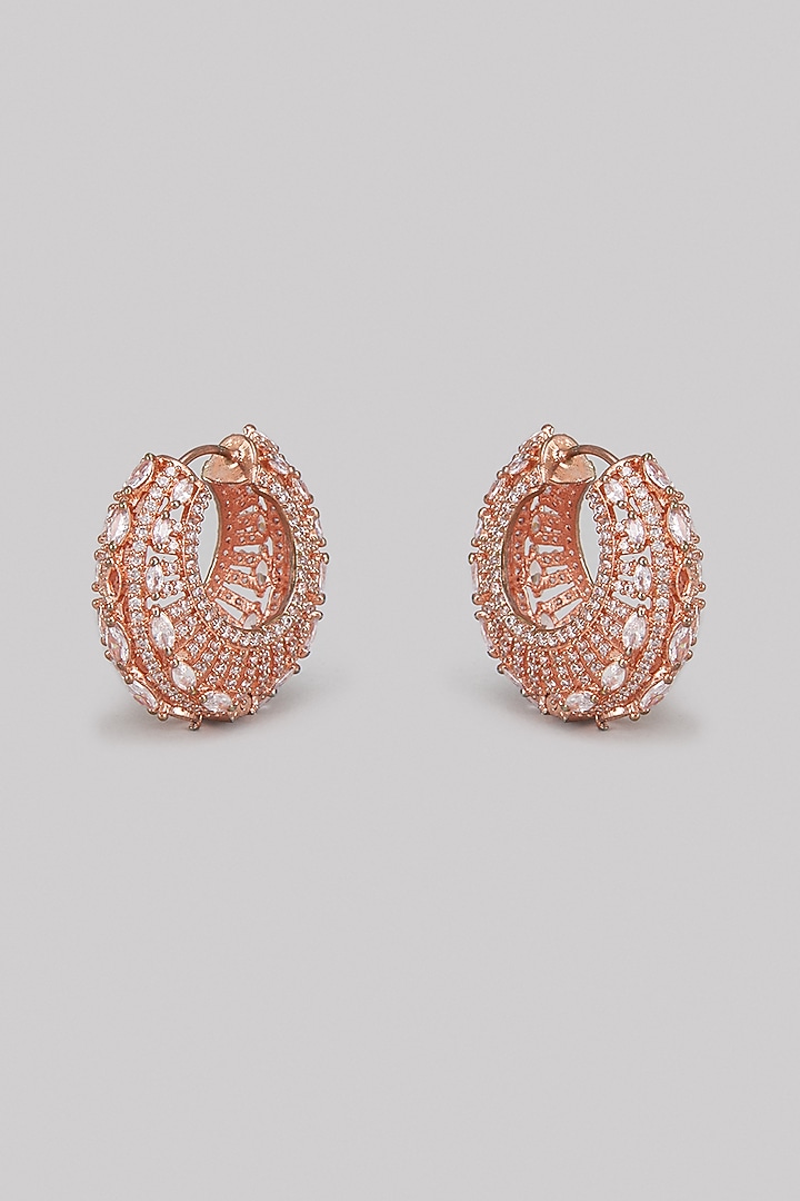 Rose Gold Finish Zircon Hoop Earrings by Studio6 Jewels at Pernia's Pop Up Shop