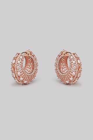 Rose Gold Finish Zircon Hoop Earrings by Studio6 Jewels