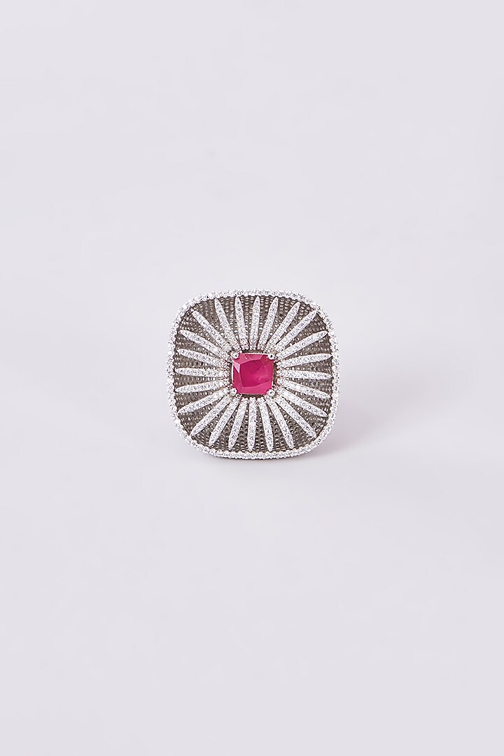 White Finish Zircon Ring by Studio6 Jewels at Pernia's Pop Up Shop