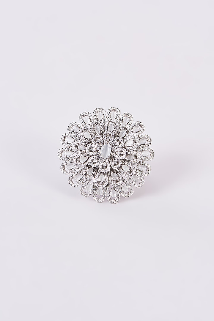 White Finish Zircon Ring by Studio6 Jewels at Pernia's Pop Up Shop