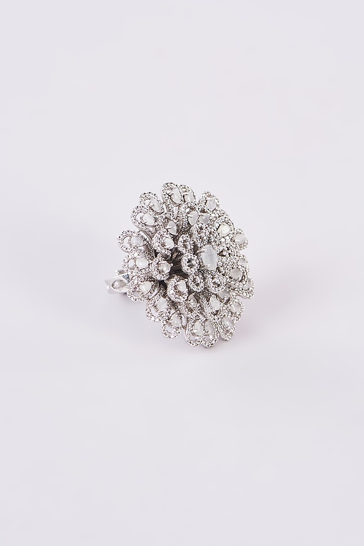 White Finish Zircon Ring by Studio6 Jewels at Pernia's Pop Up Shop