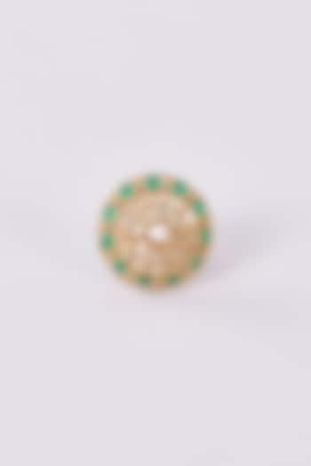 Gold Finish Kundan Polki Ring by Studio6 Jewels at Pernia's Pop Up Shop