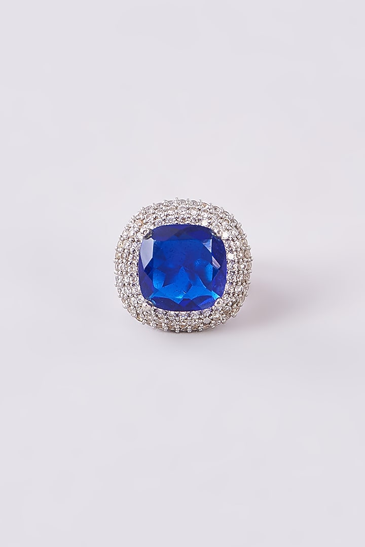 White Finish Zircon & Synthetic Stone Ring by Studio6 Jewels at Pernia's Pop Up Shop