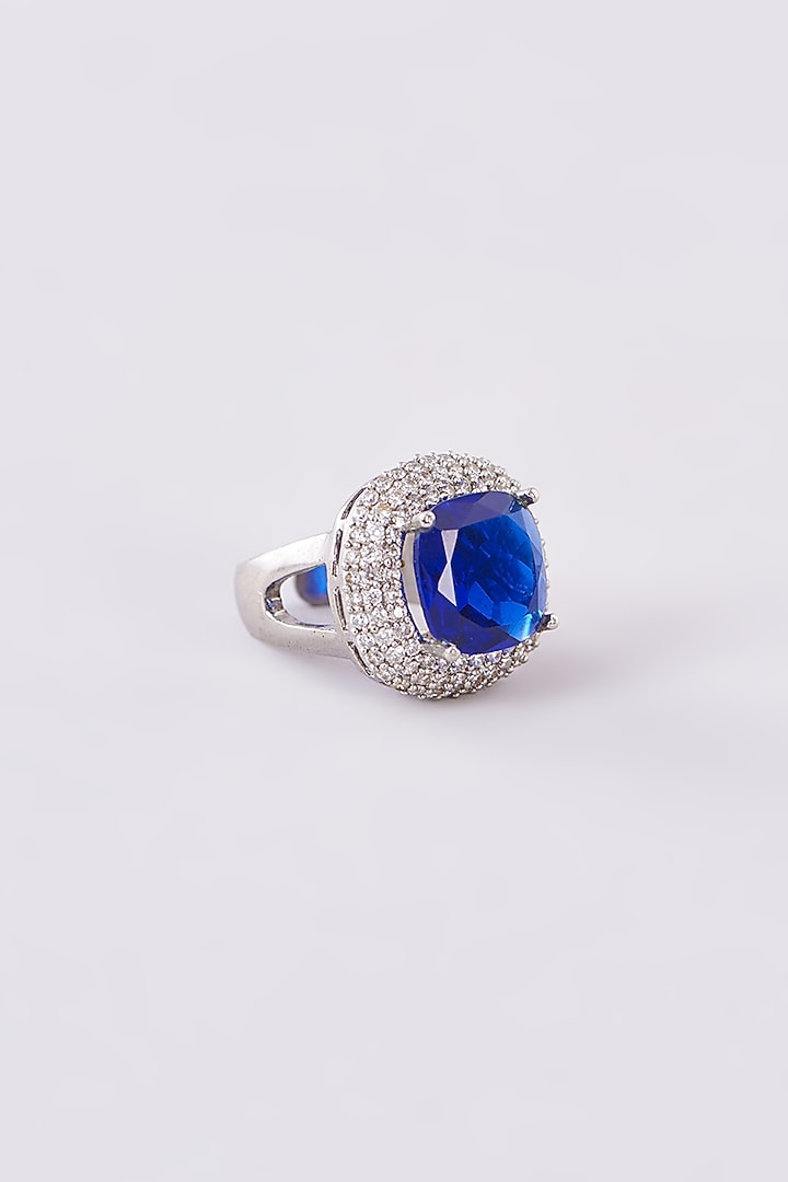 White Finish Zircon & Synthetic Stone Ring by Studio6 Jewels at Pernia's Pop Up Shop