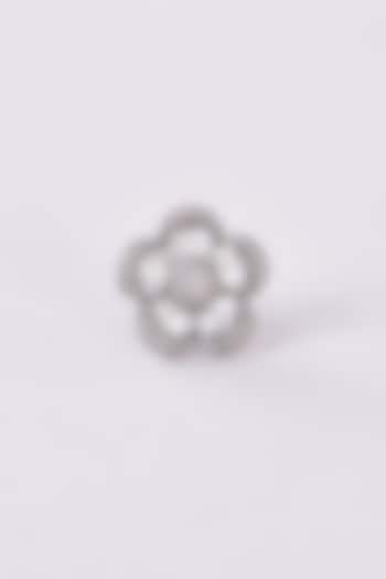 Black Rhodium Finish Zircon Floral Ring by Studio6 Jewels