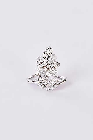 Black Rhodium Finish Zircon Floral Ring by Studio6 Jewels